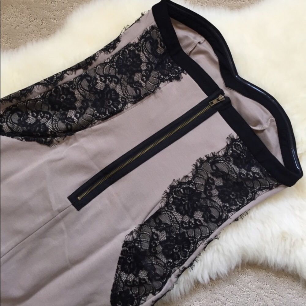 Romeo & Juliet Couture Lace Panel Strapless Dress - Picture 3 of 4
